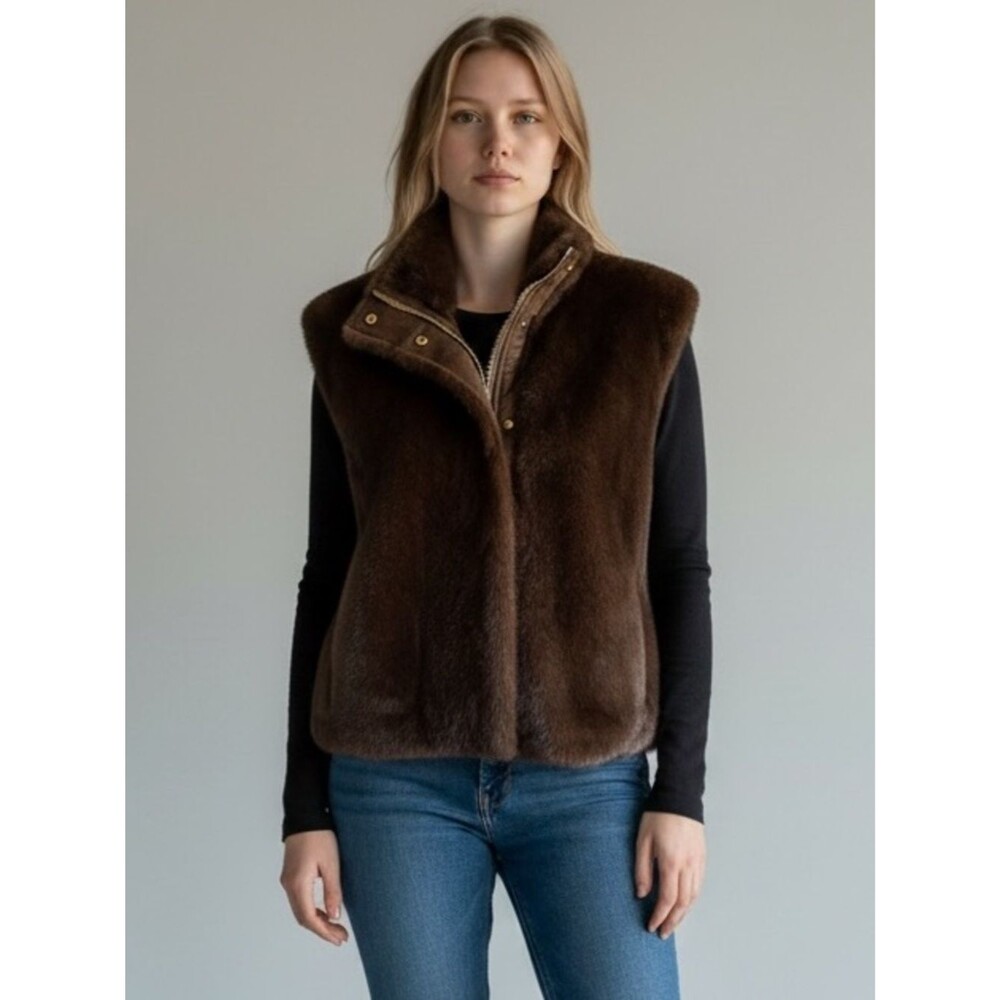 Belle Fare Classic Brown Faux-Fur Vest - Women NWT
